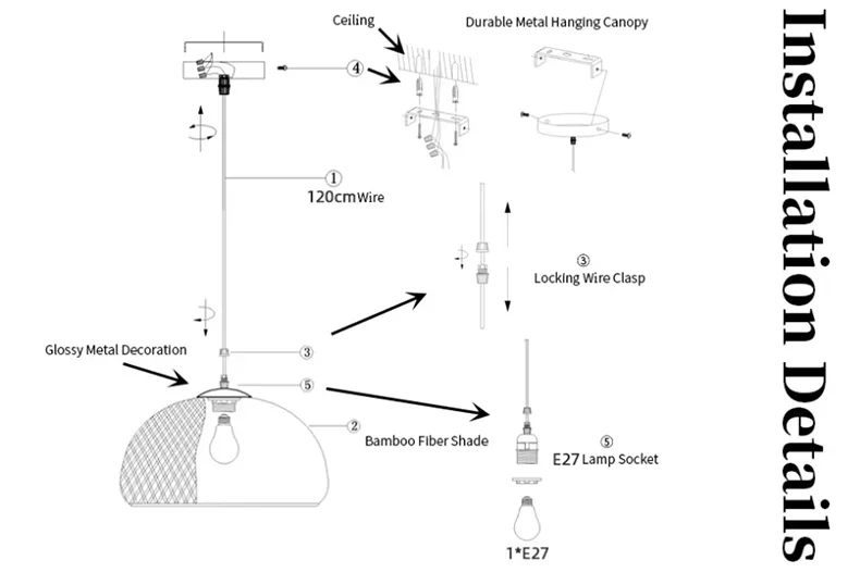 Bamboo Lantern 30cm Pendant Lamp