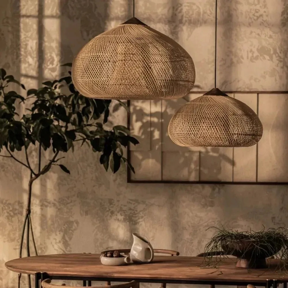 Handmade Rattan Black Pendant Light