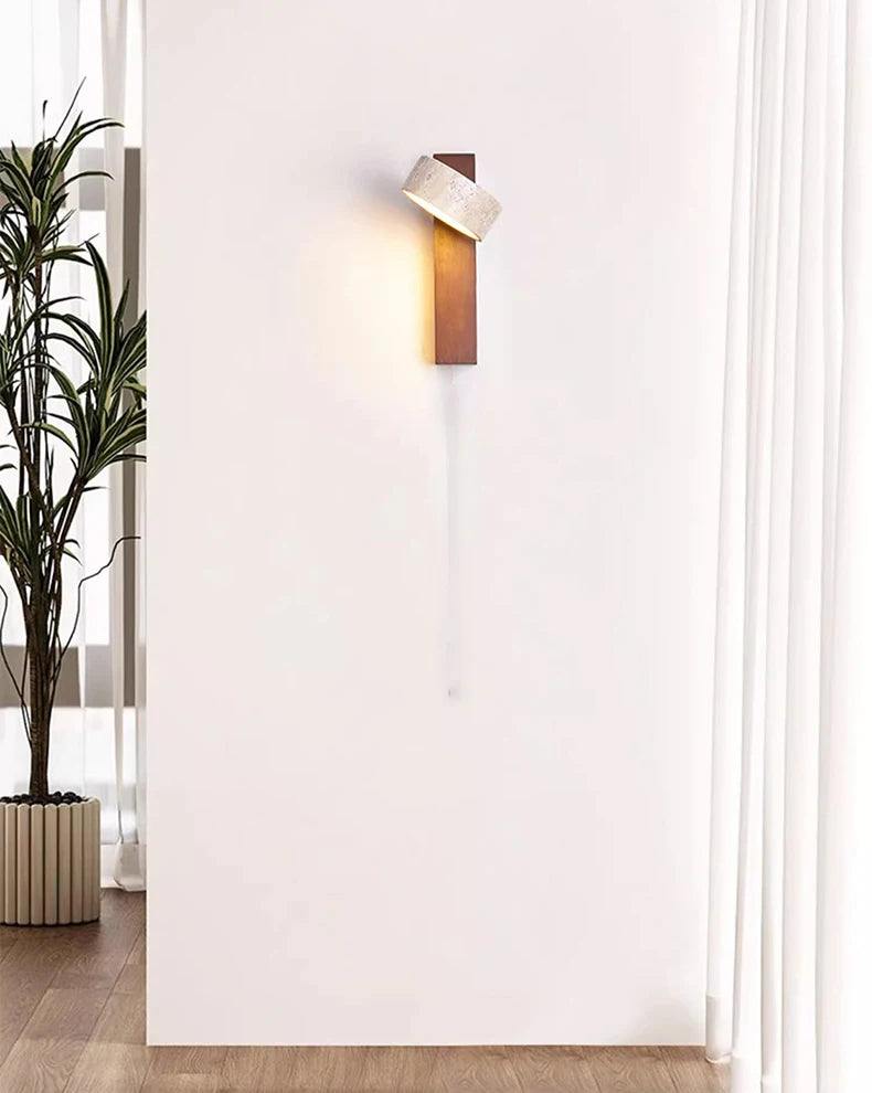 Modern Fashion Stone Wood Rotatable Led Decor Wall Lamp