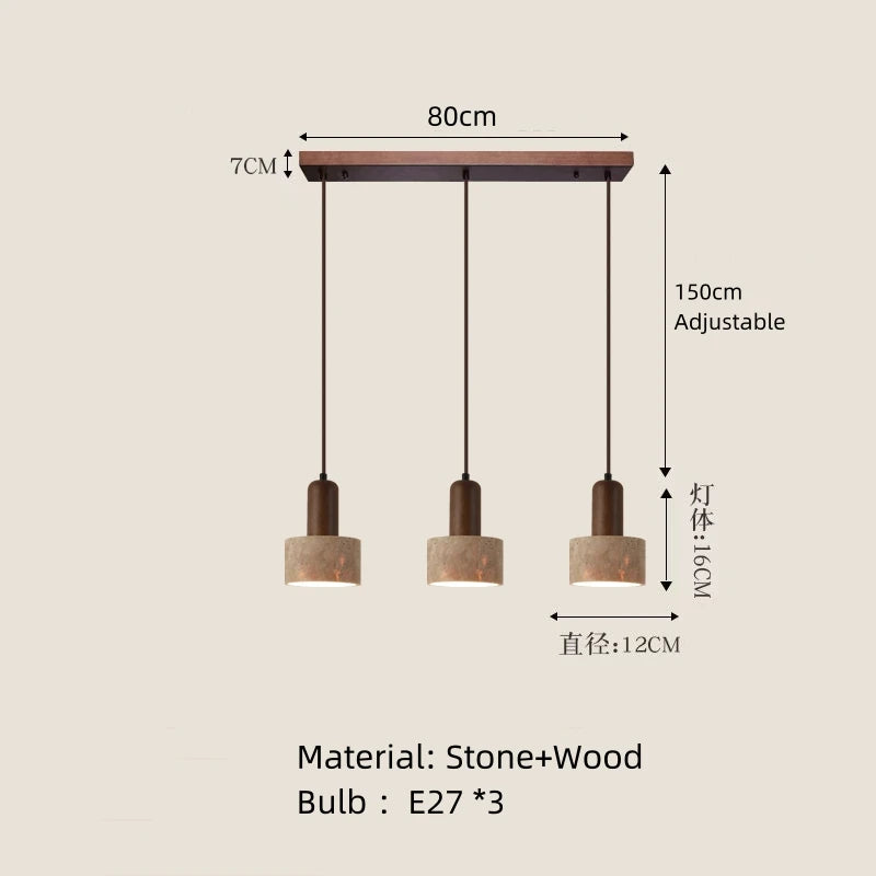 Natural Stone Pendant Light Dark Wood E27 G9 Bulb