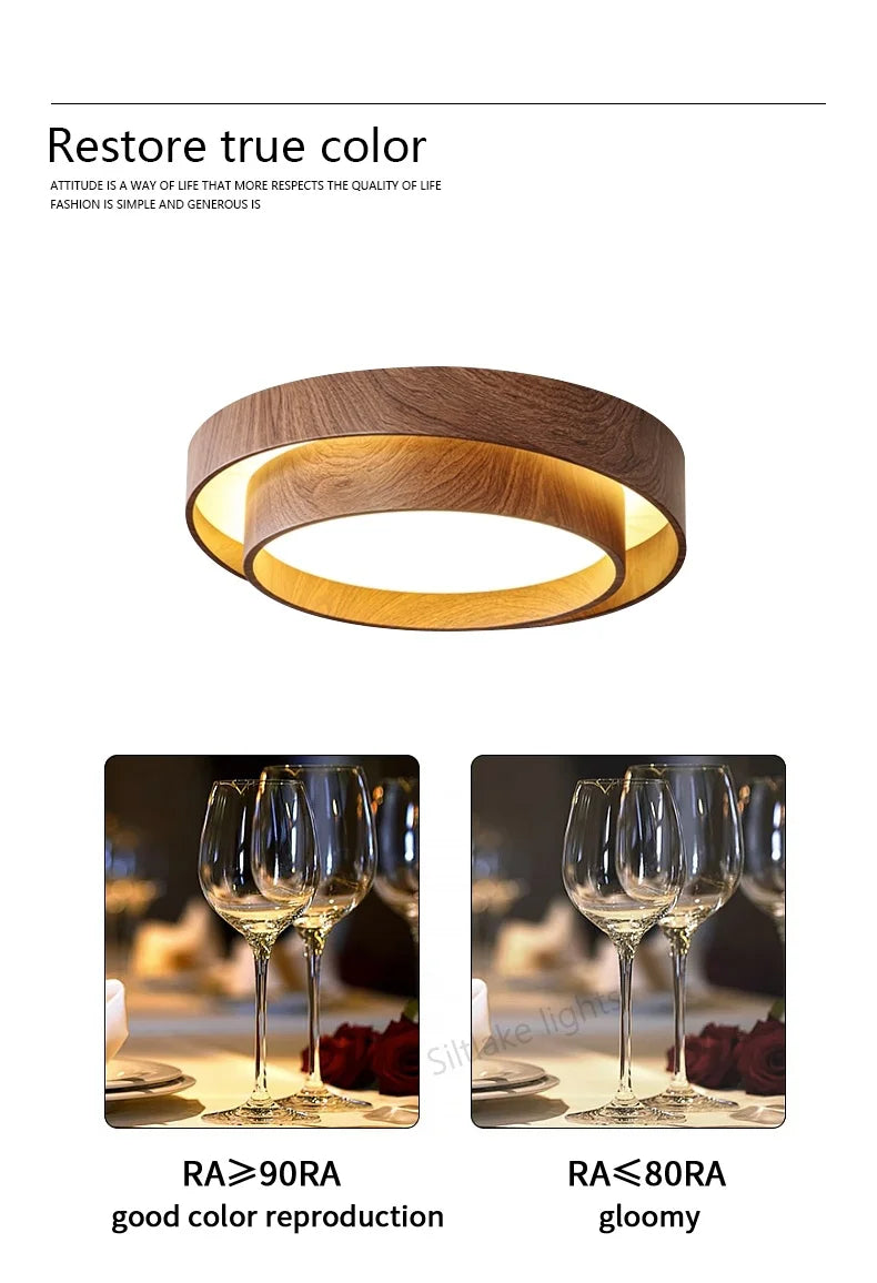 Bedroom ceiling lamp walnut color