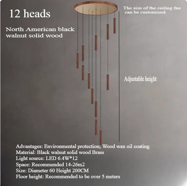 Rotary staircase, North American black walnut villa living room