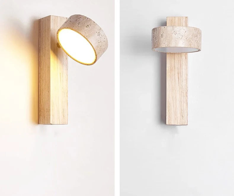 Modern Fashion Stone Wood Rotatable Led Decor Wall Lamp