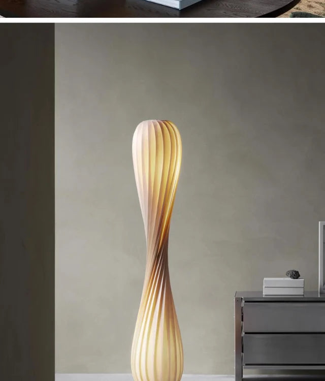 Wooden kilim arc shade Stand Floor lamp