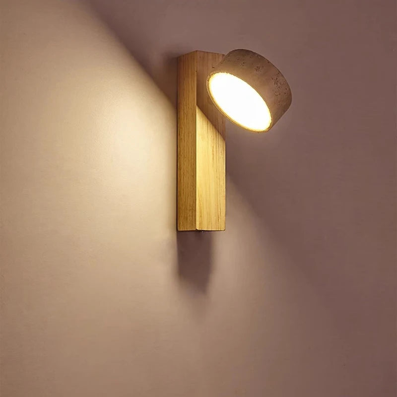 Modern Fashion Stone Wood Rotatable Led Decor Wall Lamp