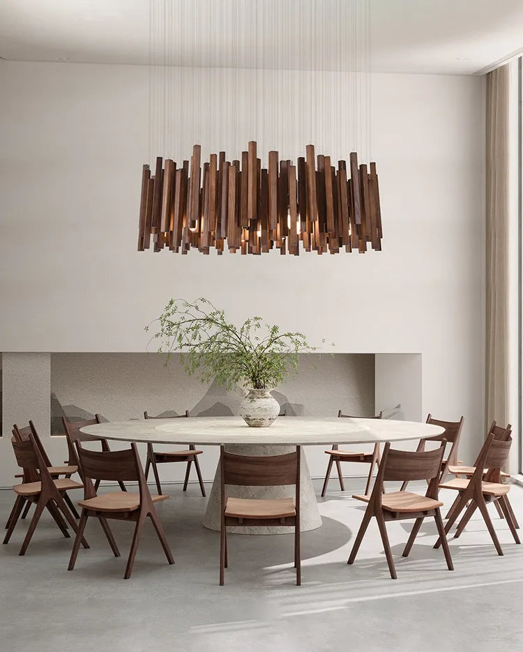 Retro Wooden Hanging Chandelier Light