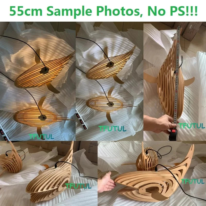 Wooden Art Fish E27 Led Pendant Light