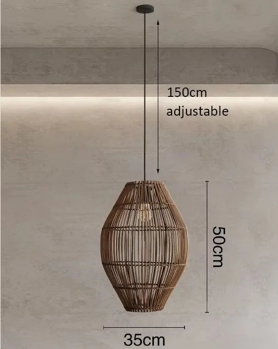 Vintage Handmade Rattan Led Chandelier Lantern Bamboo lamp