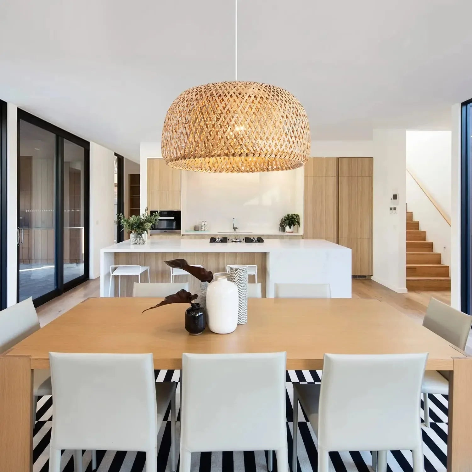 Bamboo Lantern Pendant Lamp Natural Rattan