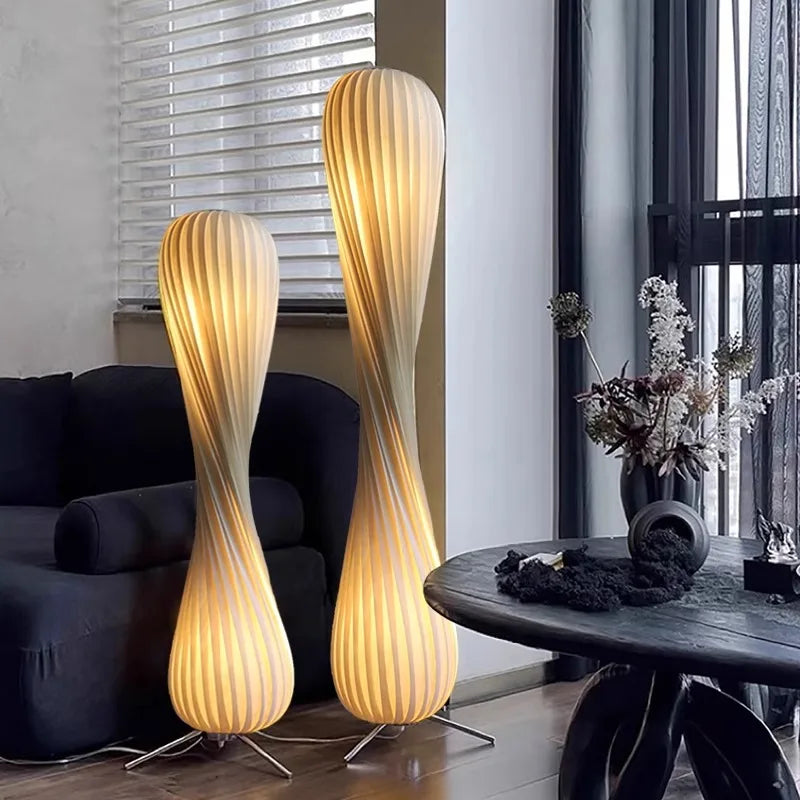 Wooden kilim arc shade Stand Floor lamp