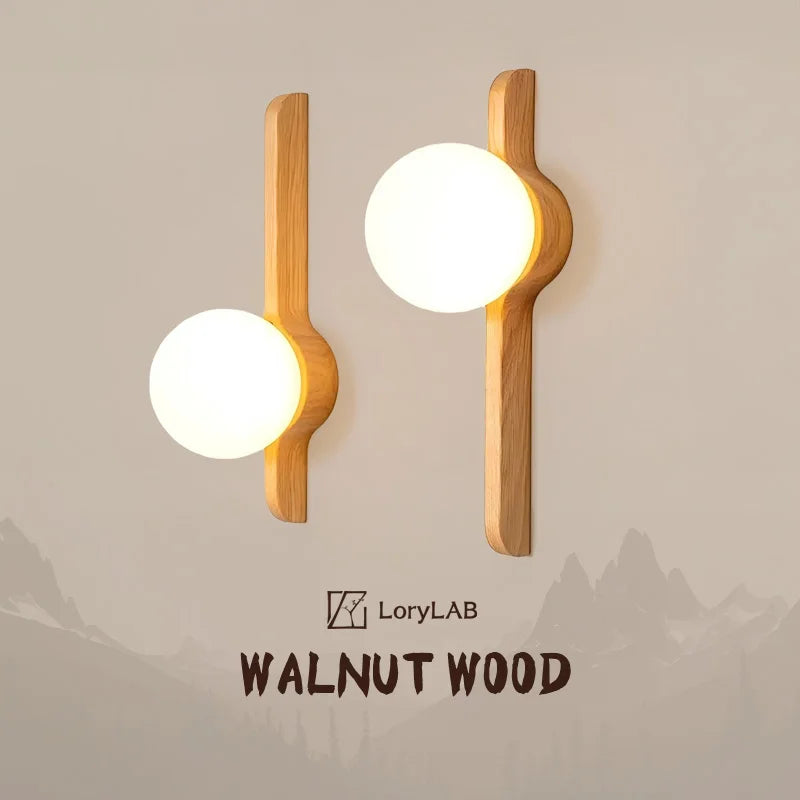 Globe Glass Moonlight Creative Walnut Wood,