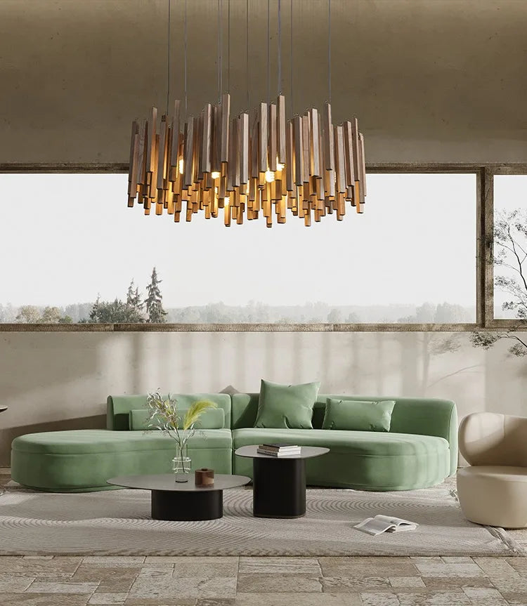 Retro Wooden Hanging Chandelier Light