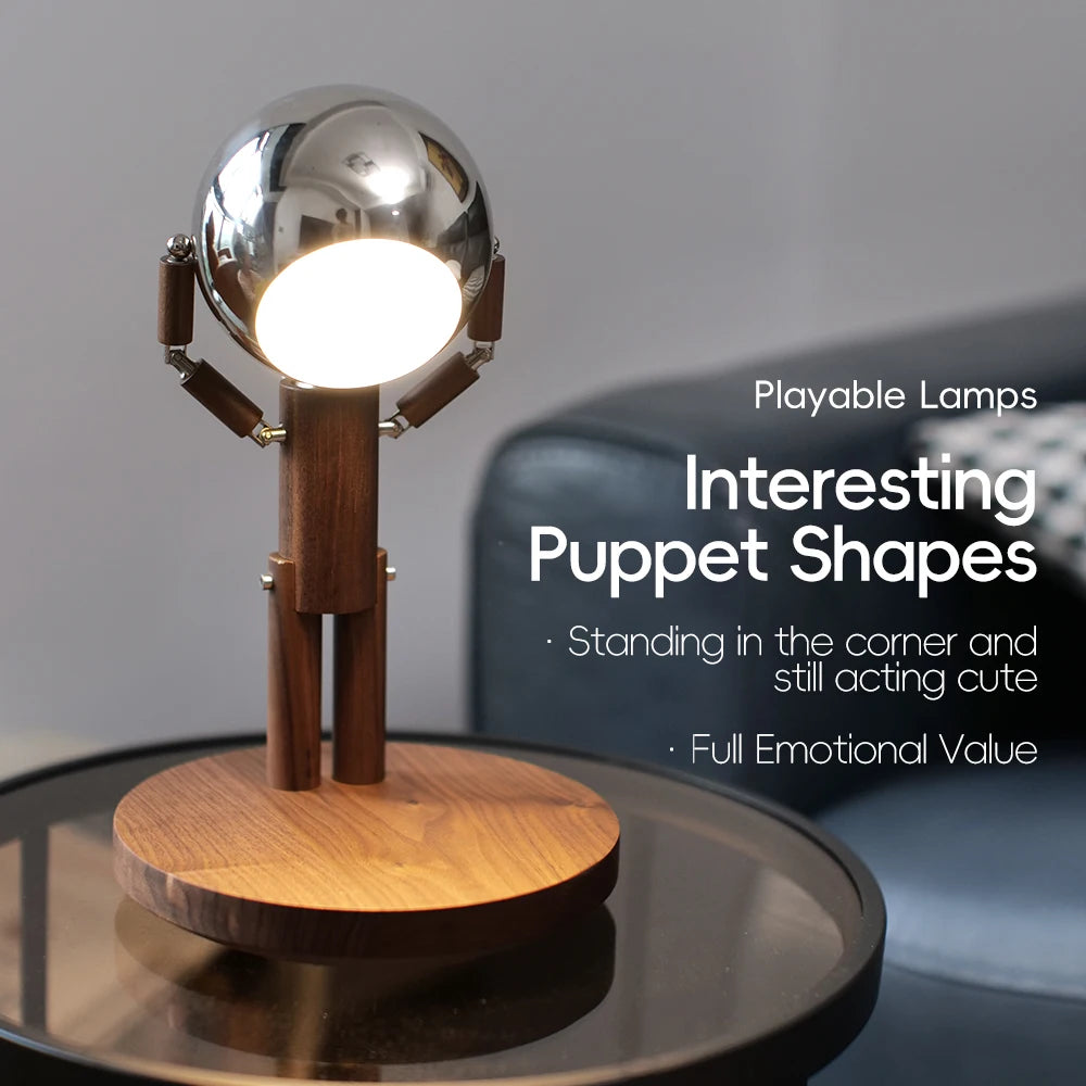 Moon Penalty Station Table Lamp Wood Robot Desk Lamp