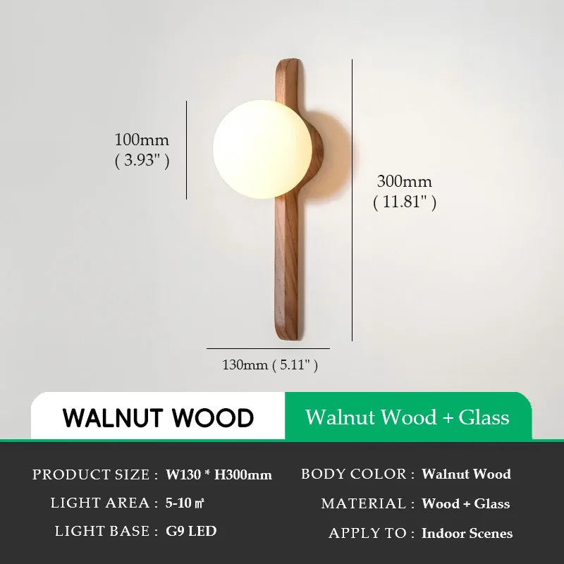 Globe Glass Moonlight Creative Walnut Wood,