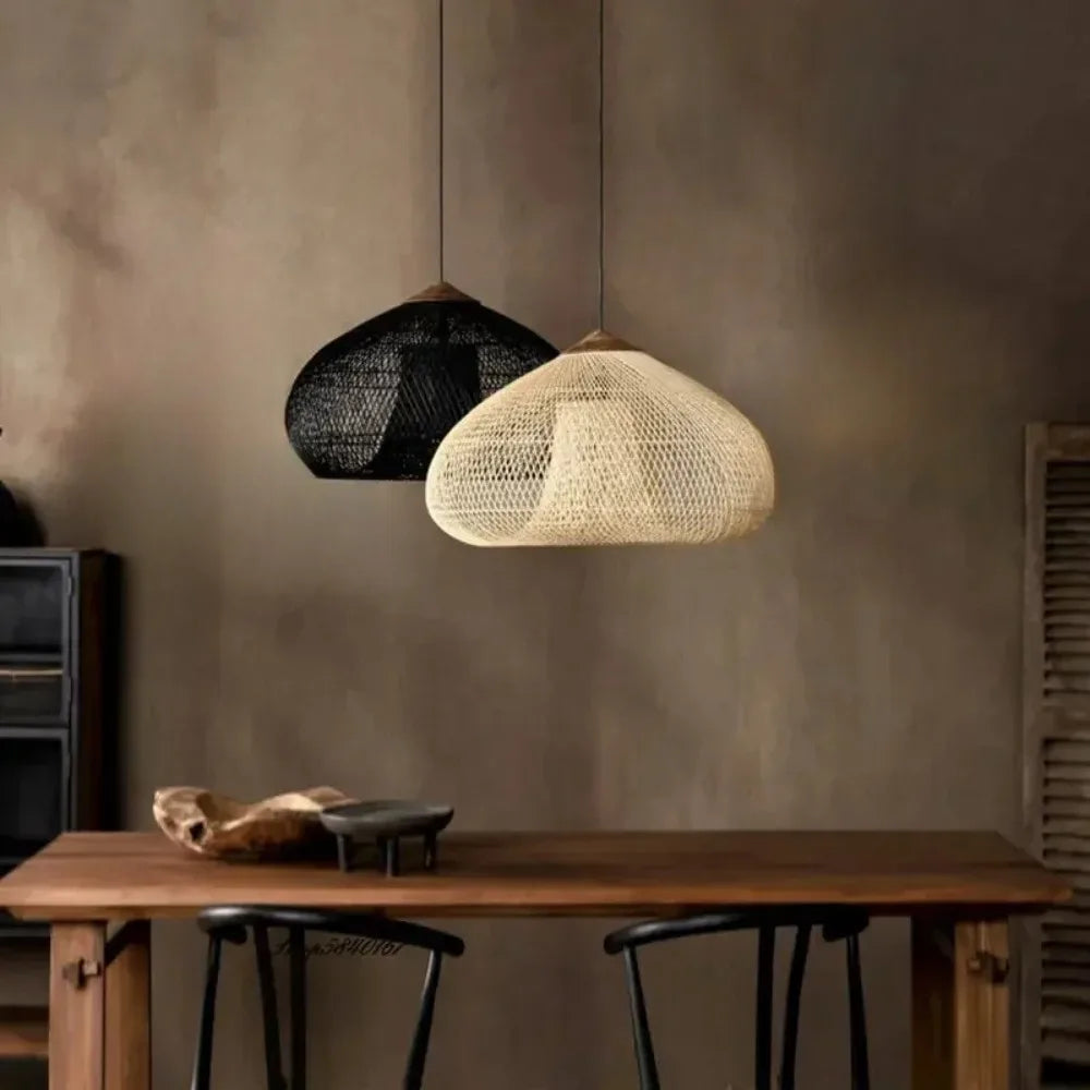 Handmade Rattan Black Pendant Light