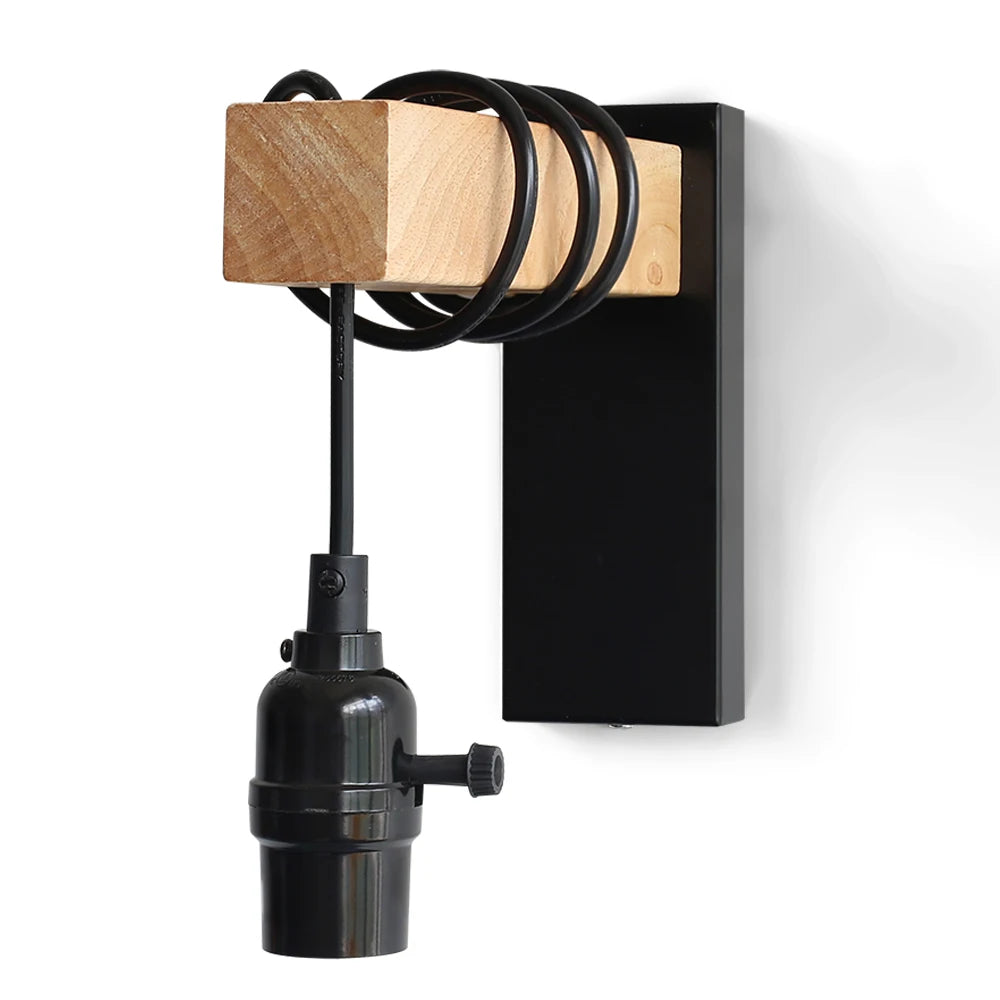 110V/220V Wall light With Switch Function Iron Wood Wall Lamp