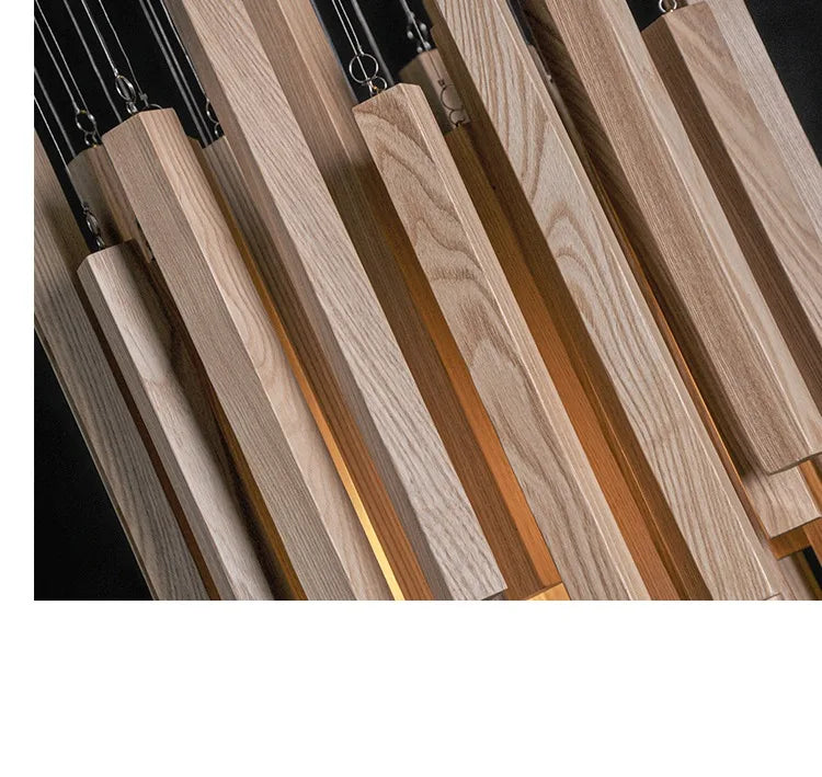 Retro Wooden Hanging Chandelier Light