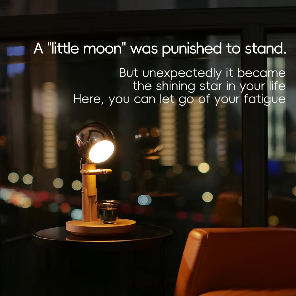 Moon Penalty Station Table Lamp Wood Robot Desk Lamp