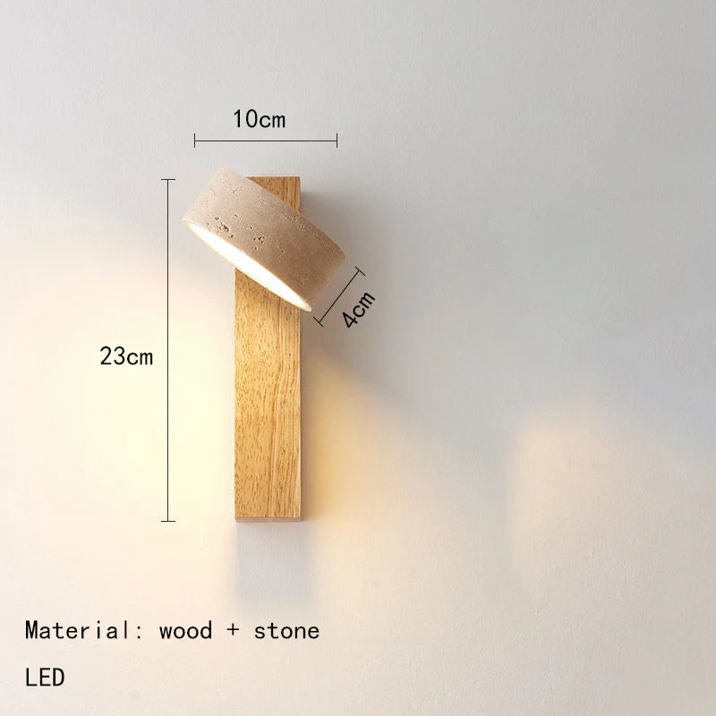 Modern Fashion Stone Wood Rotatable Led Decor Wall Lamp