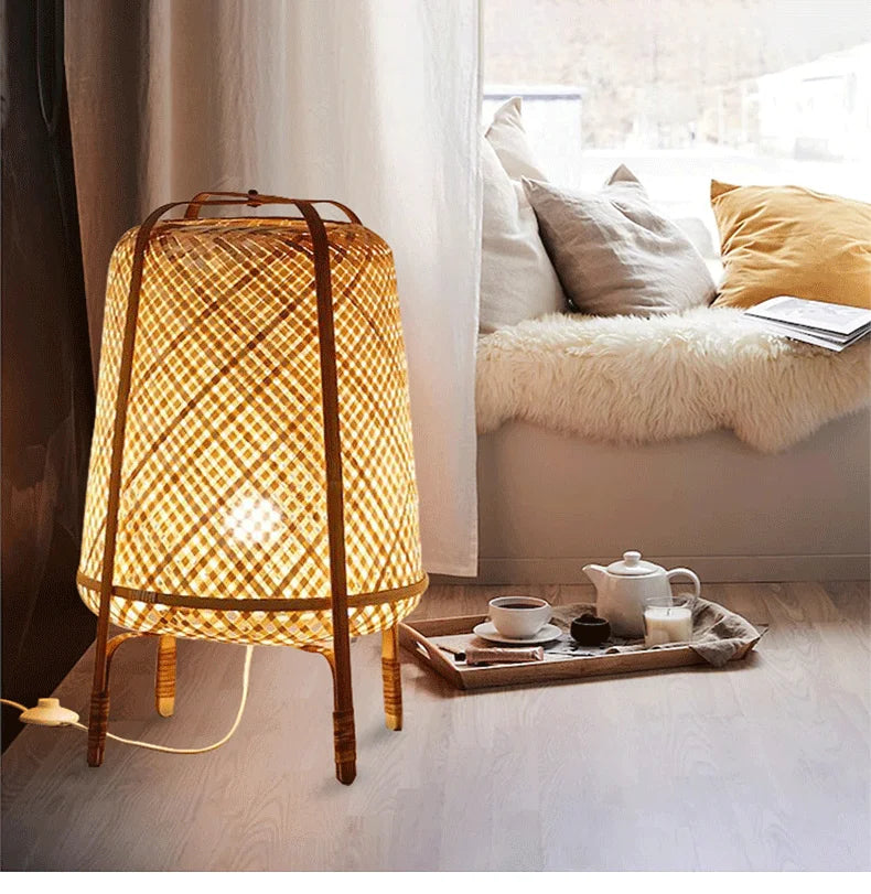 Modern Bamboo Weaving Floor Lamp