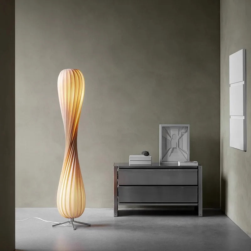 Wooden kilim arc shade Stand Floor lamp