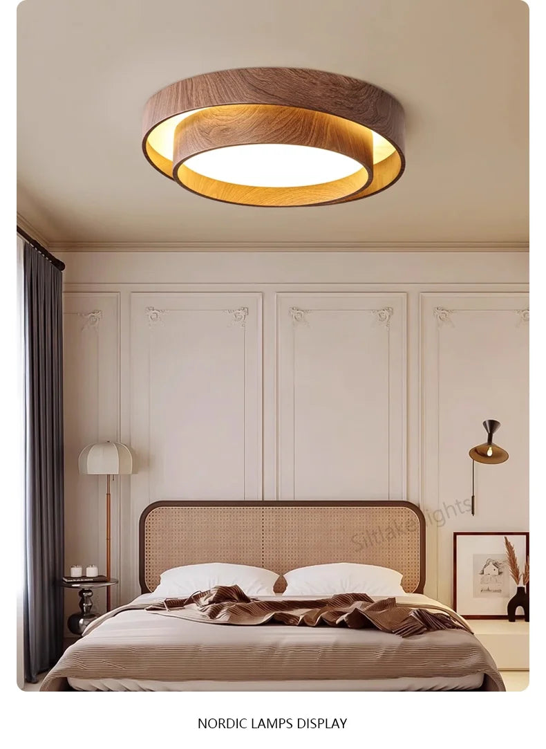 Bedroom ceiling lamp walnut color