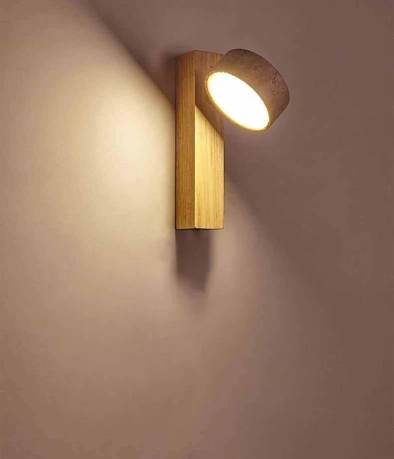 Modern Fashion Stone Wood Rotatable Led Decor Wall Lamp