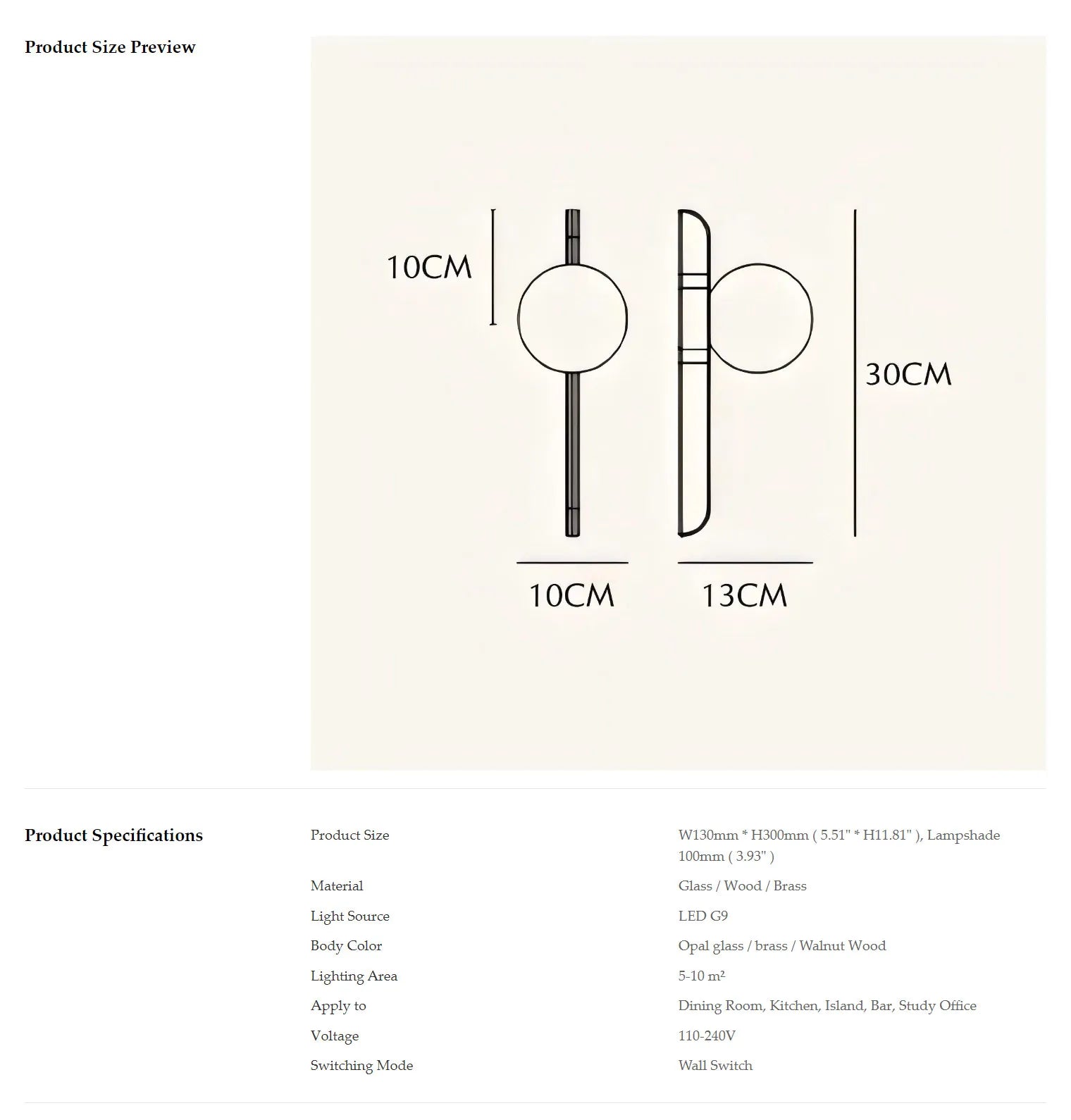 Globe Glass Moonlight Creative Walnut Wood,
