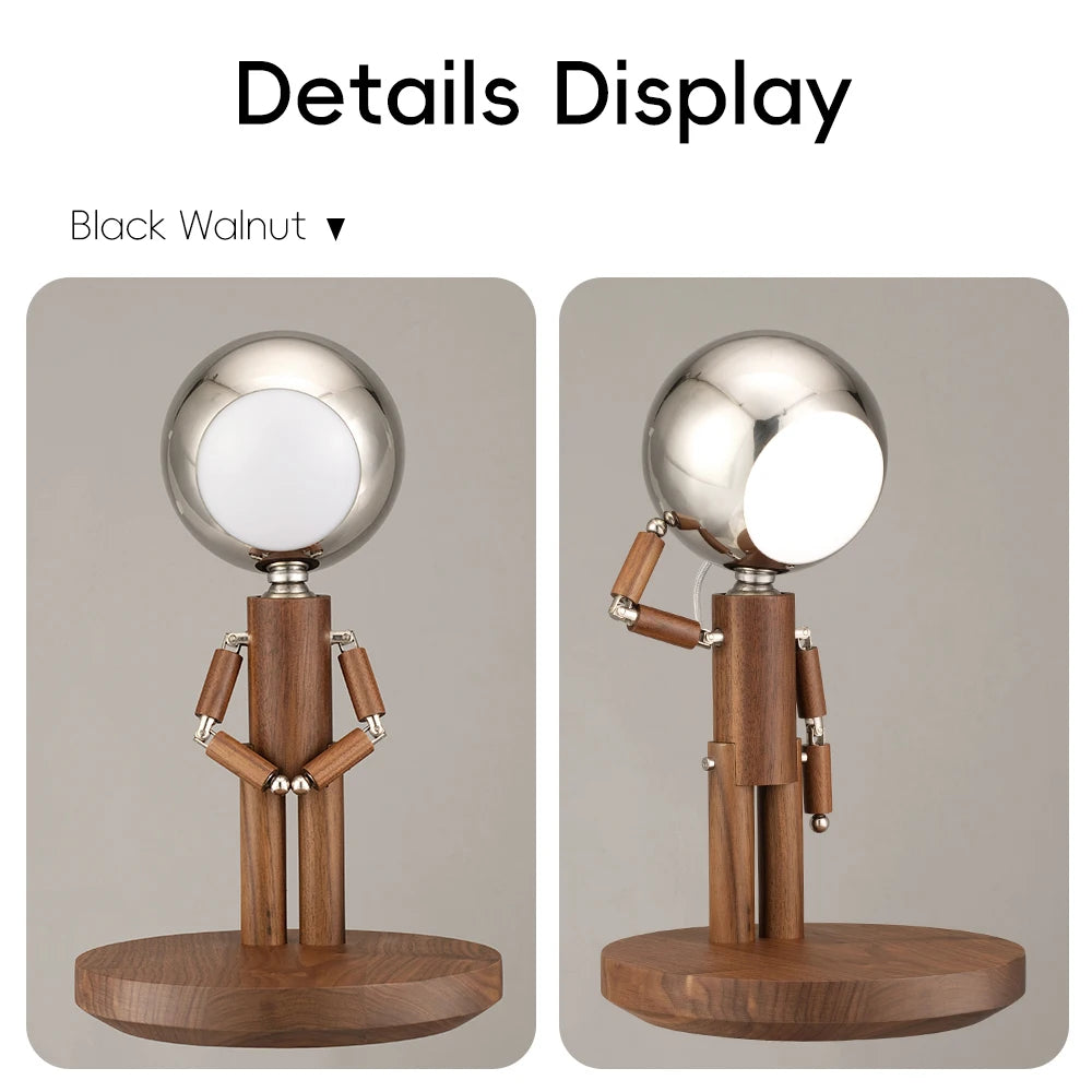 Moon Penalty Station Table Lamp Wood Robot Desk Lamp