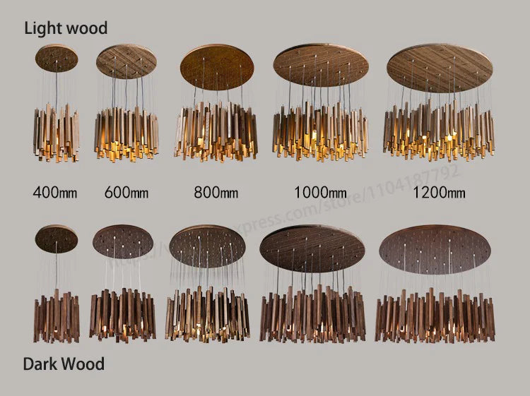 Retro Wooden Hanging Chandelier Light