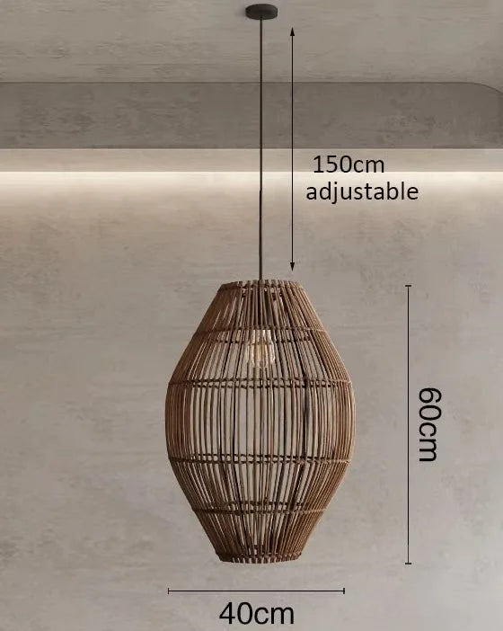 Vintage Handmade Rattan Led Chandelier Lantern Bamboo lamp