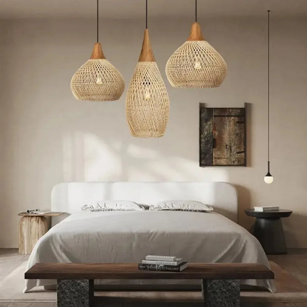 Handmade Rattan Black Pendant Light