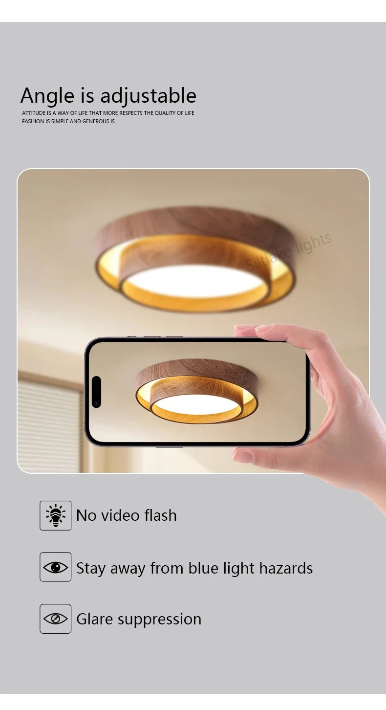 Bedroom ceiling lamp walnut color