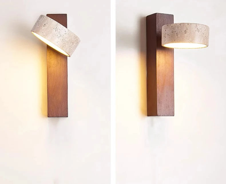 Modern Fashion Stone Wood Rotatable Led Decor Wall Lamp