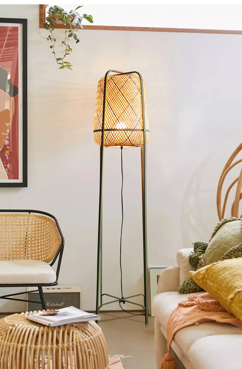 Modern Bamboo Weaving Floor Lamp