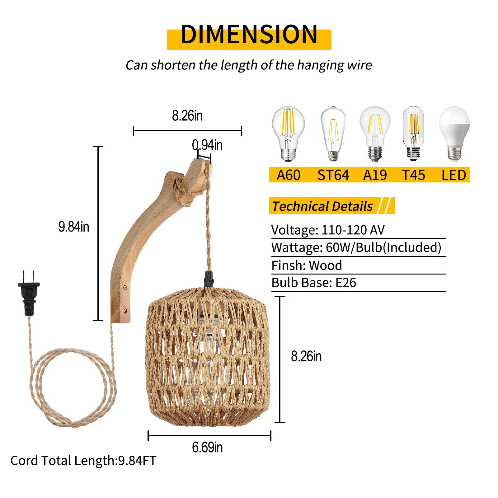 Led Rattan Wall Lamp Bedroom Living Room