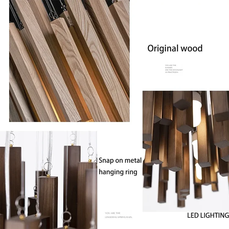 Retro Wooden Hanging Chandelier Light