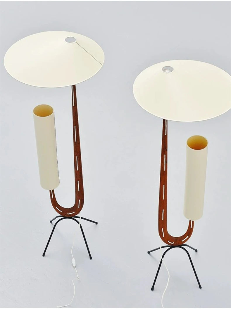 Nordic Wabi Sabi Solid Wood Fabric Led Floor Lamp