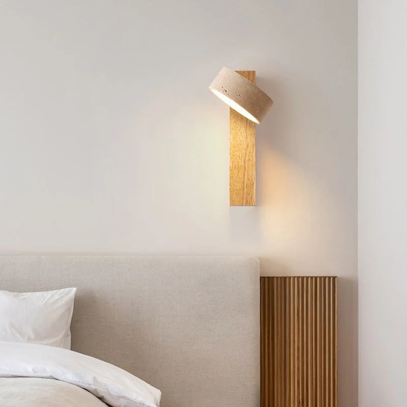 Modern Fashion Stone Wood Rotatable Led Decor Wall Lamp