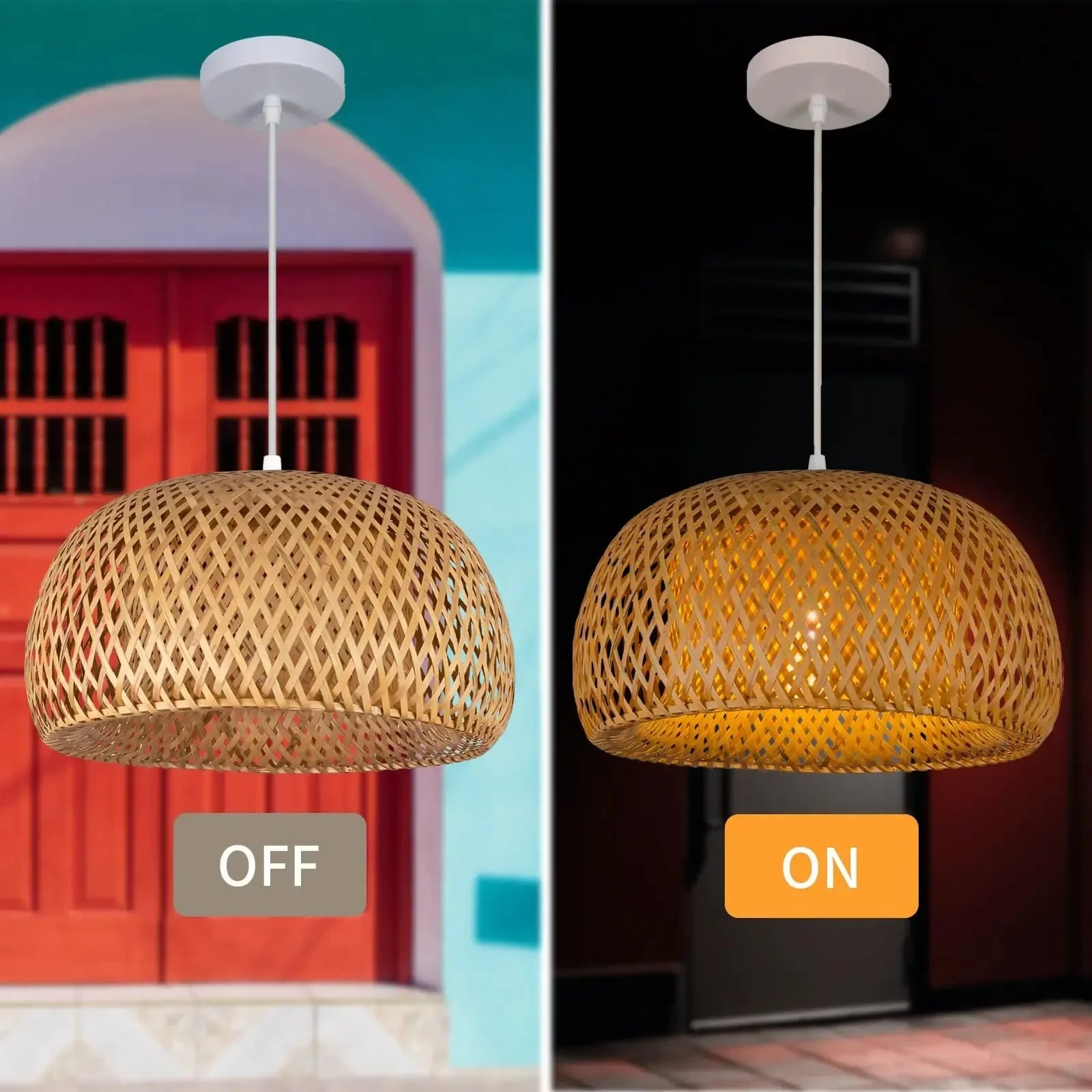 Bamboo Lantern Pendant Lamp Natural Rattan