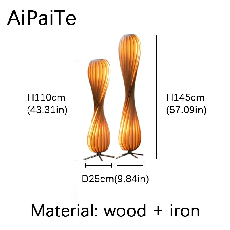 Wooden kilim arc shade Stand Floor lamp