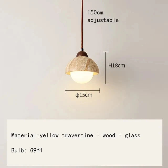 Natural Stone Pendant Light Dark Wood E27 G9 Bulb