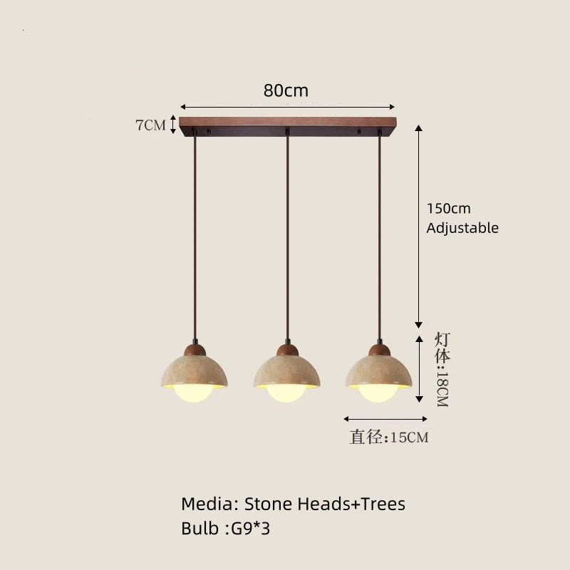 Natural Stone Pendant Light Dark Wood E27 G9 Bulb