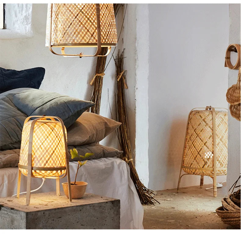 Modern Bamboo Weaving Floor Lamp