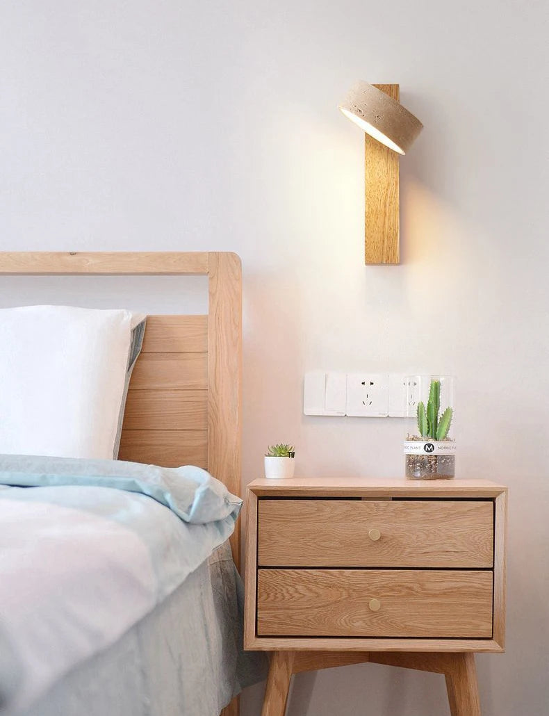 Modern Fashion Stone Wood Rotatable Led Decor Wall Lamp
