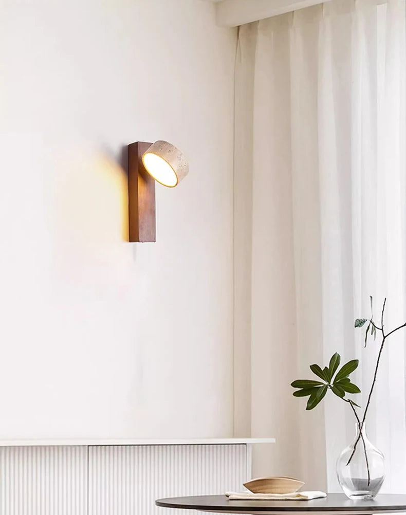 Modern Fashion Stone Wood Rotatable Led Decor Wall Lamp