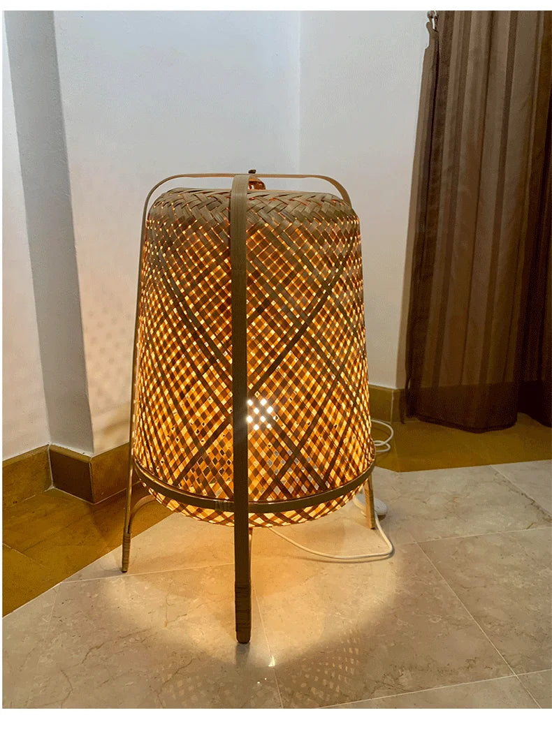 Modern Bamboo Weaving Floor Lamp