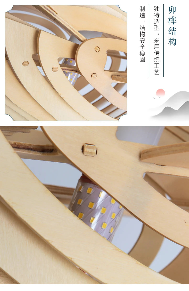 Wooden Art Fish E27 Led Pendant Light