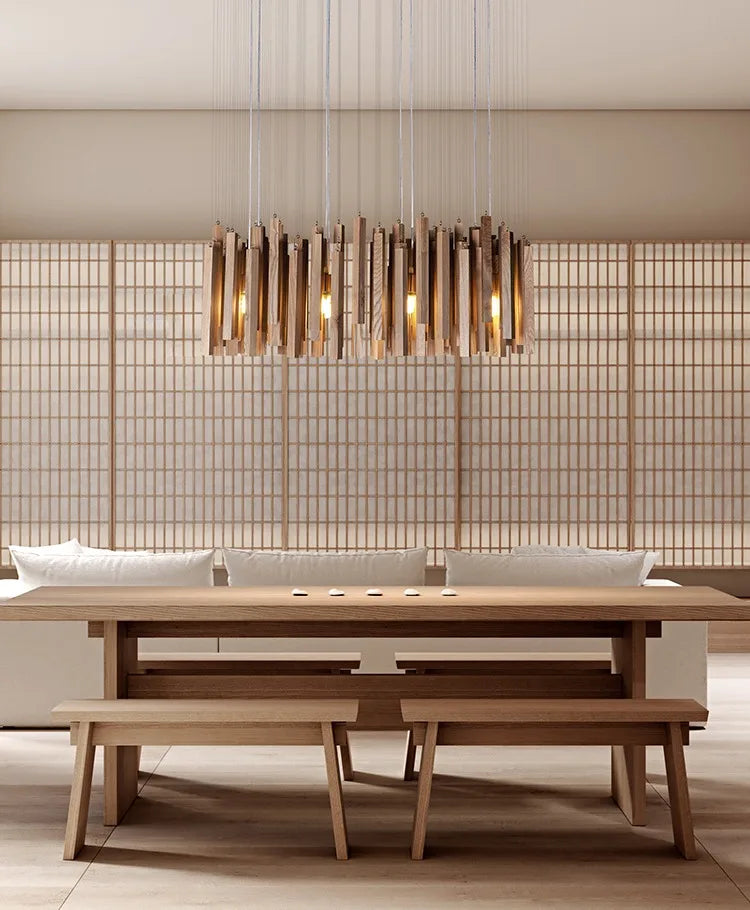 Retro Wooden Hanging Chandelier Light