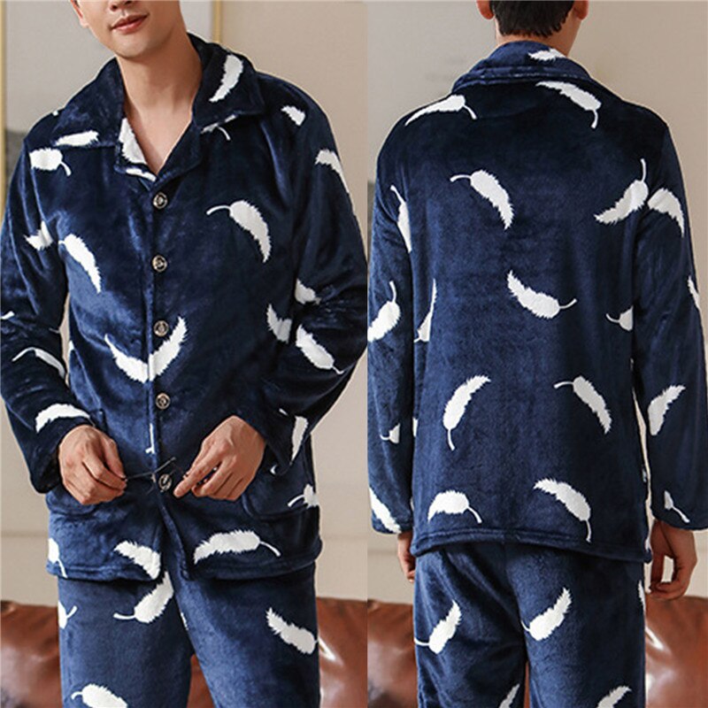 Mens Coral Fleece Sleepwear Pajamas